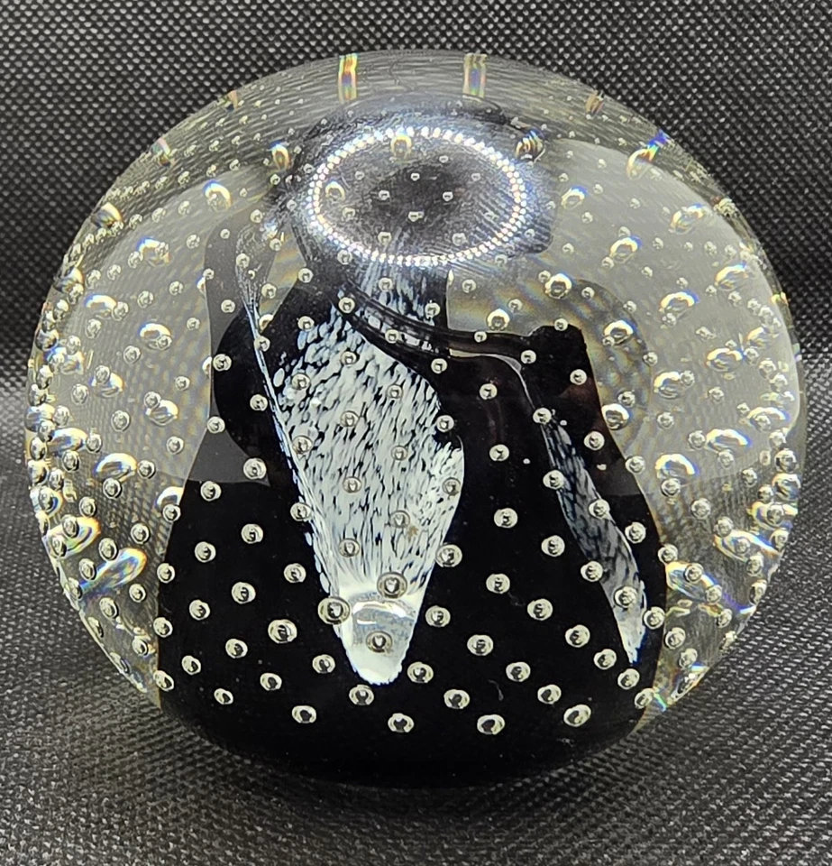 De colección Caithness Caldero Sable Arte Vidrio Pisapapeles Escocia 2.5" Burbujas Remolino Foto 3 de 4