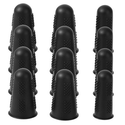 Rubber Fingers Tips, 12 Pcs Black Silicone Finger Tip Protectors 3 Size... 