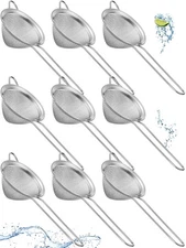 9 Packs 3.2 Silver Stainless Steel Small Strainer, Cone Shaped Fine Mesh
