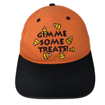 Gimme Some Treats Baseball Cap Orange One Size Adjustable Embroidered Cotton