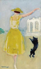 The Yellow Dress by Kees van Dongen 1919 Fauvist Fashion Woman and Dog Art Print