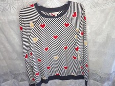 NEW SECRET TREASURES WOMEN'S STRIPES HEARTS SUPER SOFT SLEEP SHIRT TOP SMALL