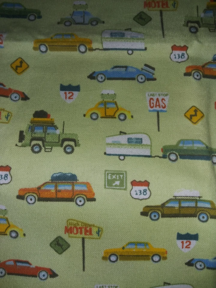 Clothworks Fabric Brushed Cotton Fabric "Camping Cars" By Don Baker 27" x 43" - Image 2 of 4