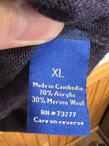 Apt 9 Merino Wool Blend Seriously Soft V Neck Neck Sweater Men’s Size XL Purple - Picture 5 of 6