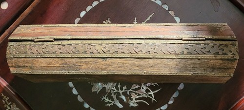 Antique Asian Wood and Brass Incense Box - Picture 7 of 7