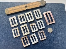12 Small Vintage Mop Mother Of Pearl Carved Rectangular Buckles Clips Slides Lot