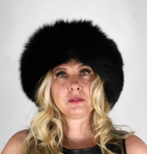 New Black Fox Fur Headband Efurs4less