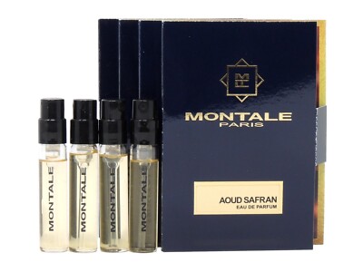 MONTALE PARIS AOUD SAFRAN EDP 2.0ml .06oz x 4 COLOGNE PERFUME SPRAY SAMPLES