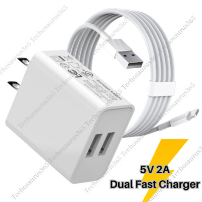 USB Fast Charger Block Dual Port Power Adapter Cube For iPhone 14 13 12 11 8 7 6