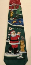 HALLMARK TIE CHRISTMAS SANTA GOLFING