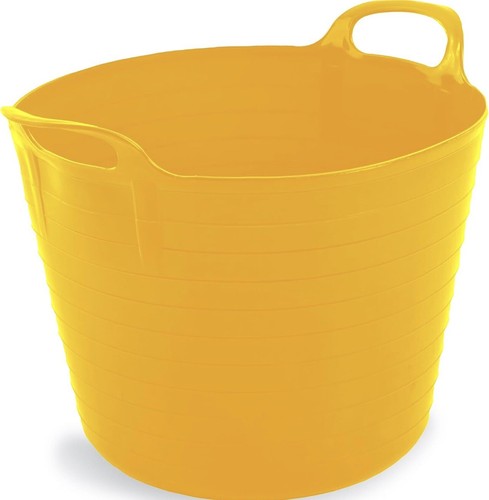 FLEXI TUB WITH HANDLE BUILDER BUCKET TRUG CONSTRUCTION CONTAINER BUCKET (yellow) - Picture 2 of 7