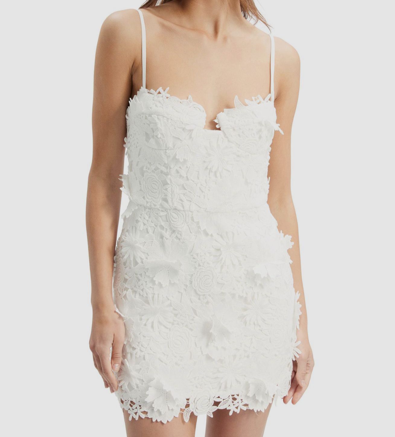 Bardot Women White Brias Floral Lace Sleeveless Mini Sheath Dress Size 10
