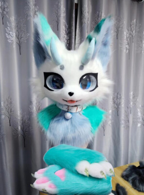 Fursuit Husky Fox Mascot (head + PAWS) Halloween Party Fur Cosplay 161#