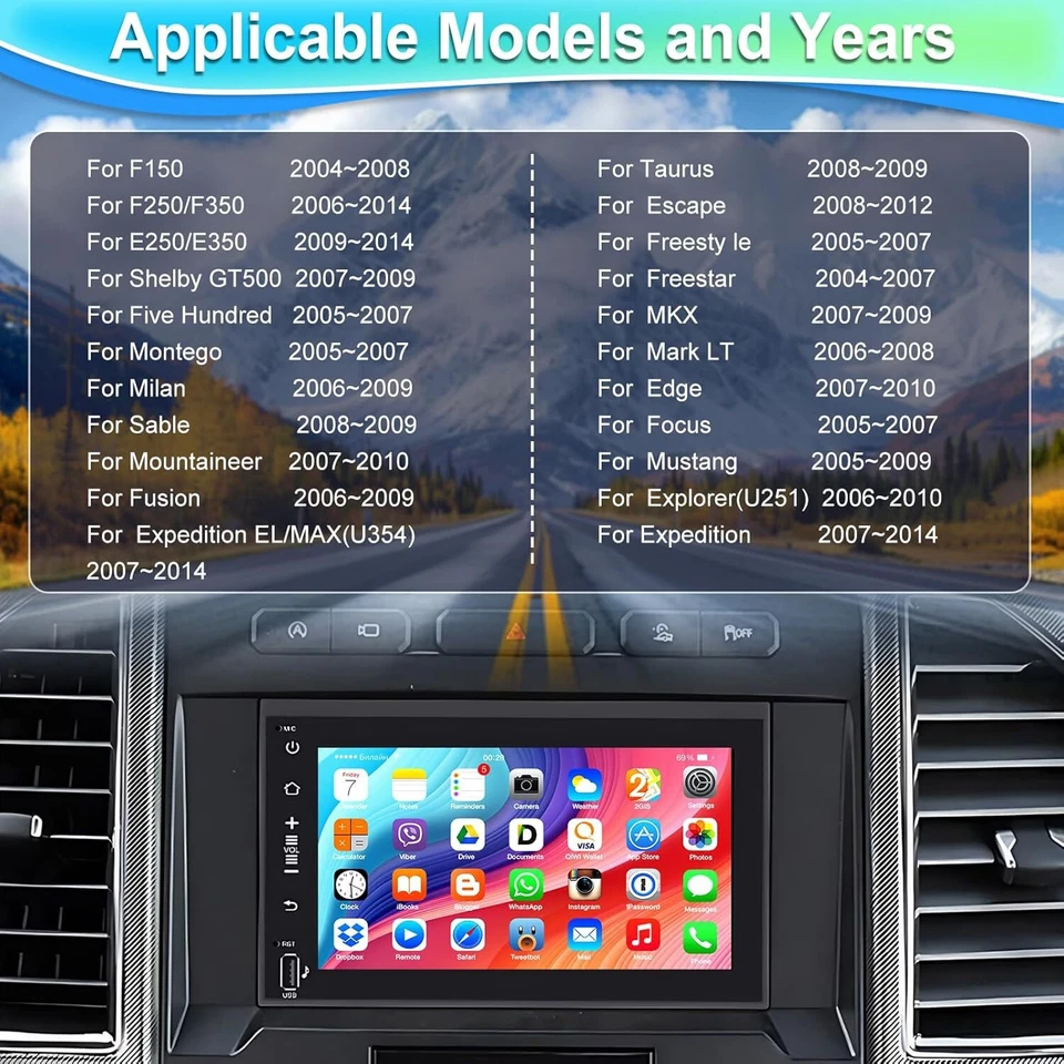 For 2004-2008 Ford F-150 F150 Carplay Car Radio Android 13 Navi GPS Player Foto 3 de 4