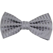 New men's pre-tied bowtie tone on tone stripes polyester formal wedding Gray
