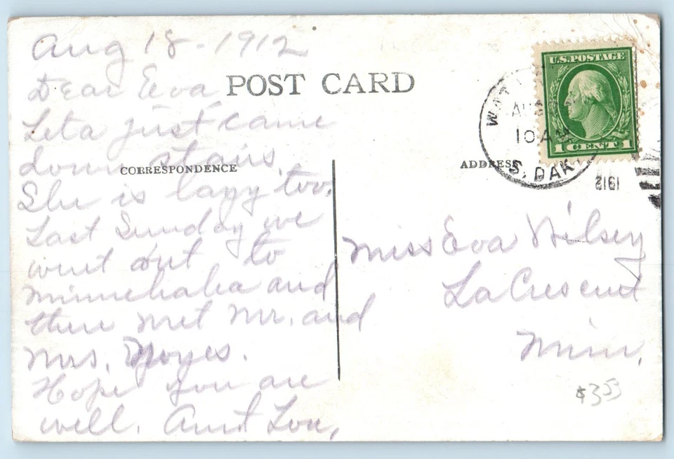 Watertown South Dakota SD Postcard Elk Club House Exterior Scenery 1912 Antique - Image 2 of 2