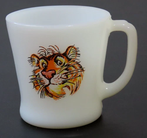 Fire King Coffee Mug Anchor Hocking Milk Glass Exxon Tiger Vintage