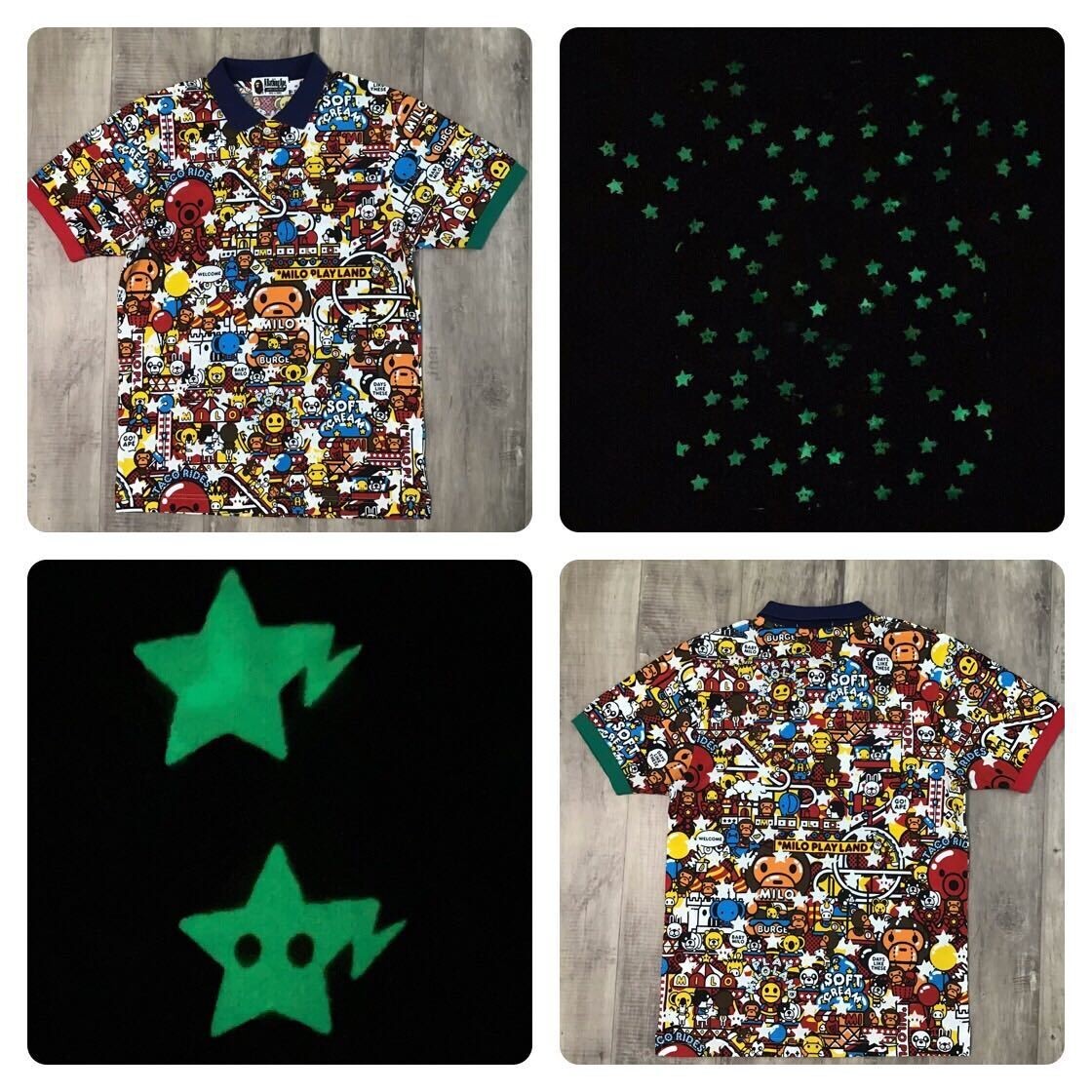 Glow in the Dark Milo land polo shirt BAPE STA APE star A