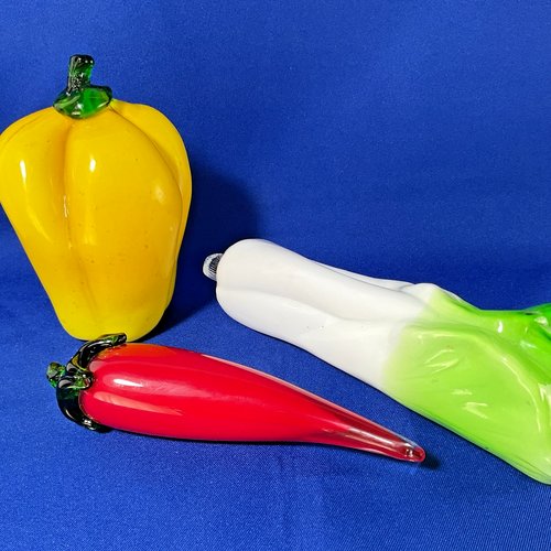 3 Glas Gemüse Tischdeko Paprika Bok Choy Handarbeit Murano-Stil - Bild 2 von 7