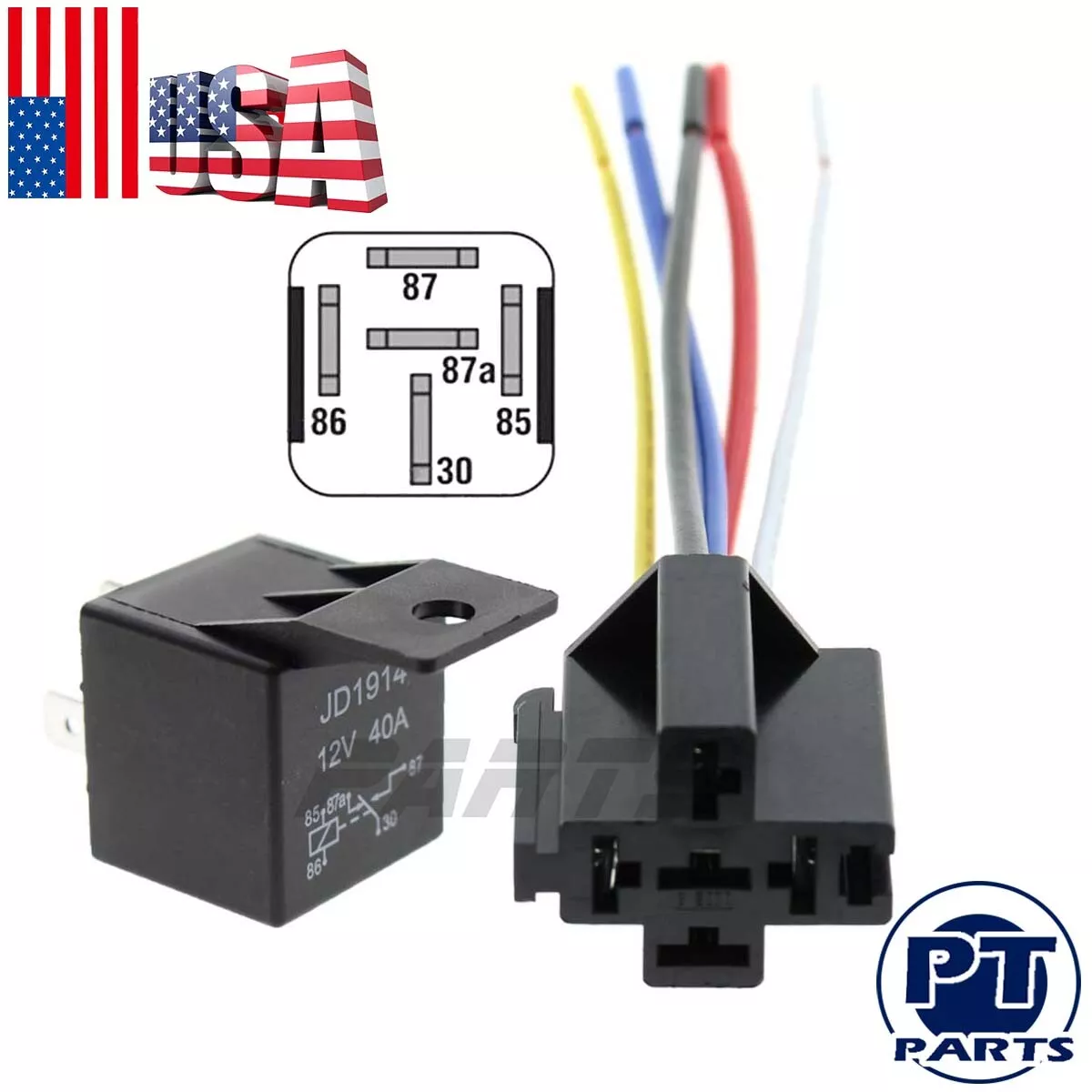 12V 5-Pin Sealed Waterproof Starter Replacement RELAY & MATCHED PLUG  31506-79B