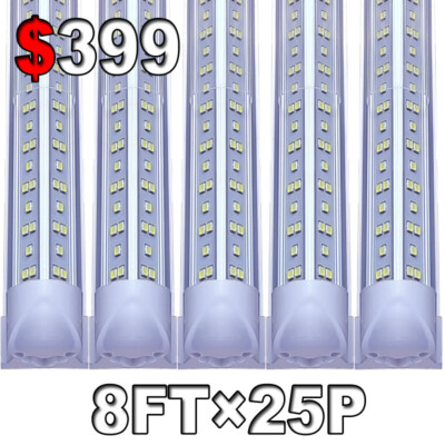 25/Pack 8FT LED Tube Light 144W LED Shop Warehouse Light Fixture Garage Light