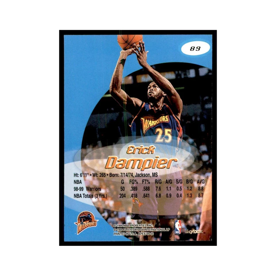 1999 SkyBox Apex Erick Dampier Golden State Warriors #89 - Image 2 of 3