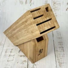 Shun 6 Slot Bamboo Slimline Knife Block Solid Contemporary 3” x 8” Wood