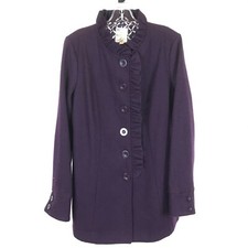 Nwt Womens Size Large Anthropolgoe Tulle Wool Blend Ruffle Detail Pea Coat