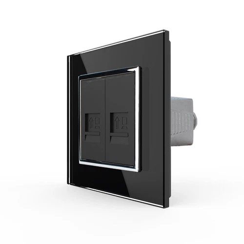 LIVOLO 2-fach CAT8 Datendose – RJ45 Netzwerkdose LAN Ethernet mit Glasrahmen