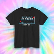 Men's Women's Rules Of Ice Fishing Shirt | Funny Drinking Outdoors Nature S-5XL
