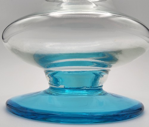 Vintage Teal Blue Art Glass Mid Century Modern MCM Wine Decanter with Stopper - Picture 8 of 9