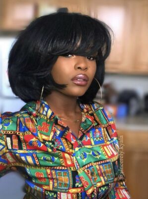 100% Human Hair Wigs With Bangs Thick Bob Wig Short Human
