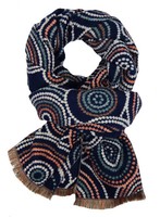 Ella Jonte Schal Weicher Herbst Winterschal Blau Bunt Kreise Wendeschal Beige