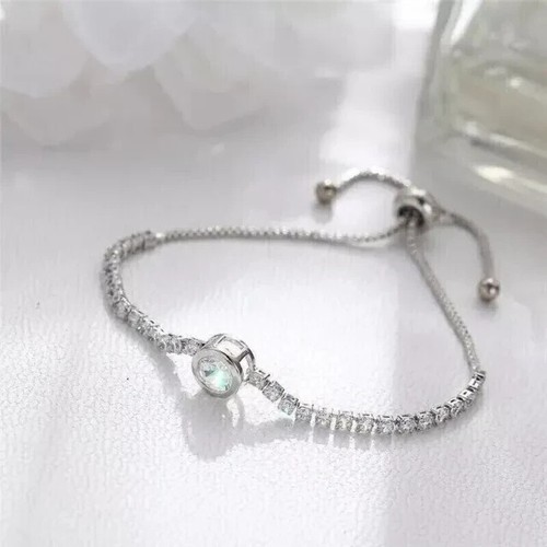 6.5Ct Round Lab Created Diamond Women's Tennis Bracelet In 14K White Gold Plated - Picture 3 of 6