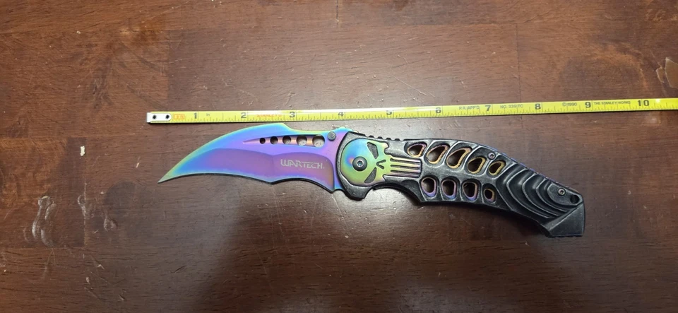 VINTAGE WARTECH PUNISHER TITANIUM ASSISTED  OPENING KNIFE NICE! RARE! - Image 2 of 4