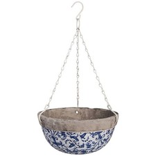 Esschert Design AC03 Ceramic Hanging Basket, Blue/White