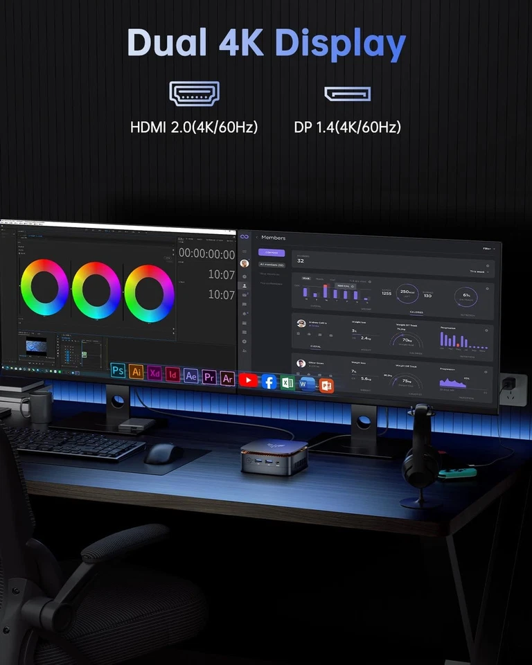 Essenx E1 Mini PC, N150 Processor (Up to 3.6Ghz), Mini Desktop Computers 16GB DD - Image 3 of 4