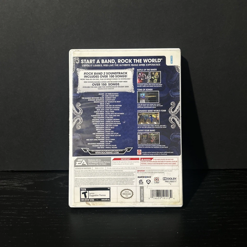 Rock Band and Rock Band 2 Nintendo Wii 2008 Bundle Lot of 2 Games Scratched  - Image 3 of 4