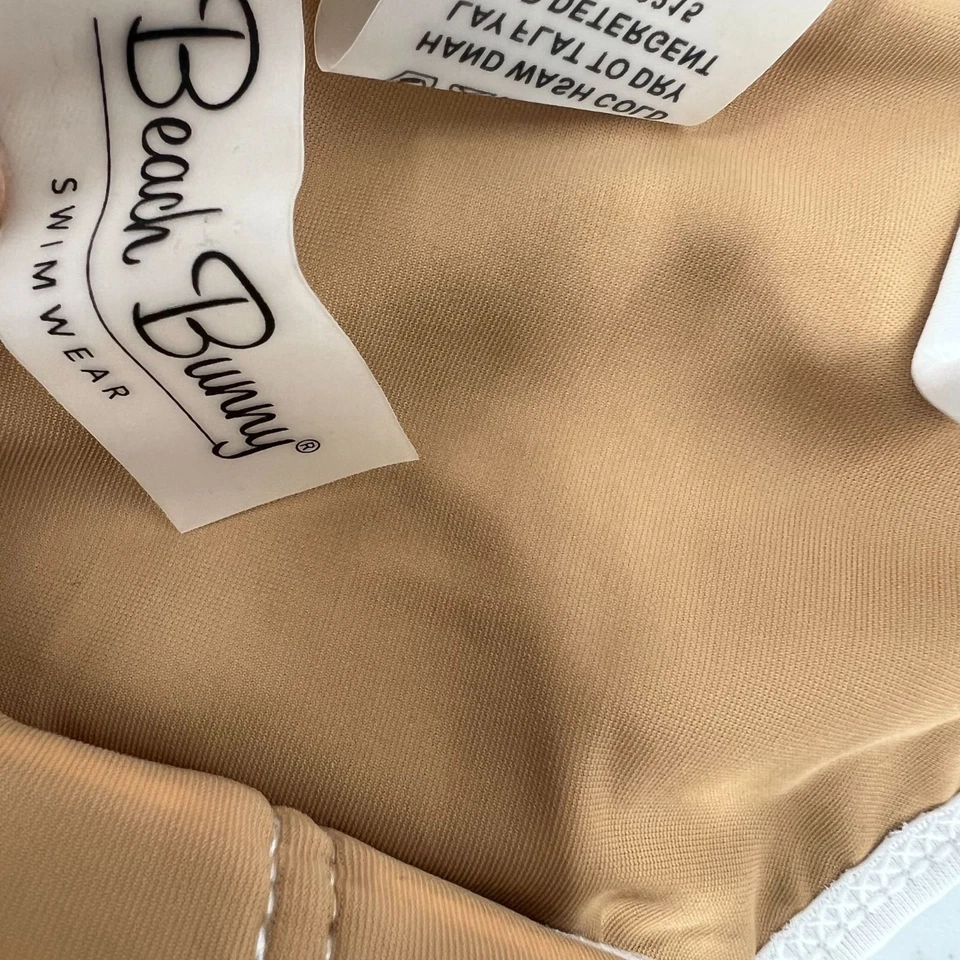 Beach Bunny Hard Summer White Bikini Set XL Strappy Cutout Tie Side Cheeky Swim - Image 3 of 4