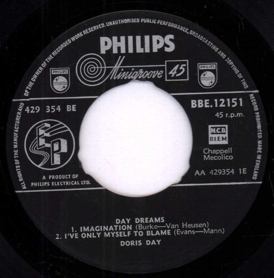 Doris Day Day Dreams 7" vinyl UK Philips 1957 ep in pic sleeve - label centre - Image 3 of 3