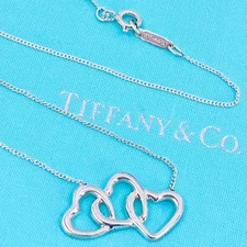 Tiffany & Co. Triple Open Heart Pendant Necklace 18.11" Sterling Silver 925