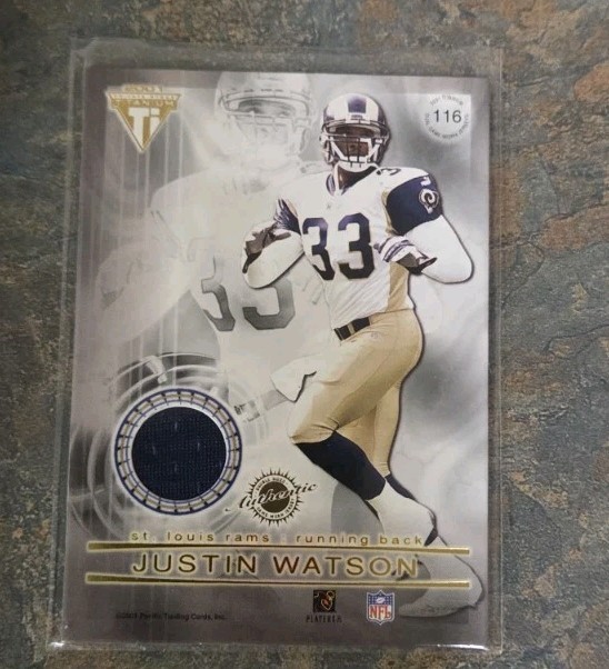 RAMS LOT OF (5) AUTO & GAME USED/WORN FOOTBALL CARDS.  FAULK,WARNER,HAKIM,PAGE view 6