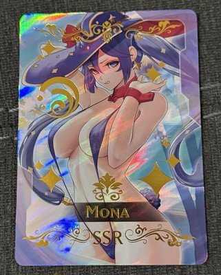 SEXY HEROINE WAIFU Mona GENSHIN IMPACT ACG GOLD LETTER HOLOFOIL NM