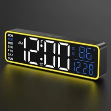 9" Large Digital Clock,Desk & Wall-Mounted, Dual Alarm Clock
