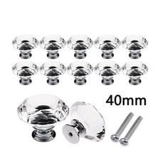 8X40MM CLEAR CRYSTAL DIAMOND DIAMONTE HANDLES DOOR KNOB DRAWER CUPBOARD WARDROBE