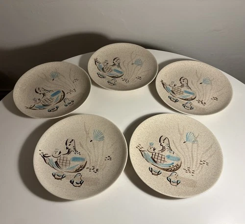 Red Wing Set Of 5 Bob White 11” Dinner Plates Designer Charles Murphy