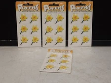 4 PACKS- VINTAGE SCANNER PUFFY DAFFODILS DIMENSIONAL  STICKERS NEW SEALED