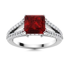 925 Sterling Silver Garnet Solitaire with Accents Ring Jewelry