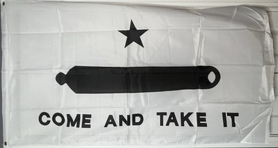 Texas Revolution Come and Take It Flag Black Star and Cannon Design