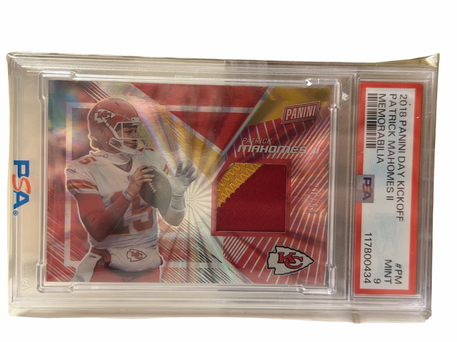 Patrick Mahomes 2018 Game Worn Patch PSA 9 Chiefs Memorabilia 20/50 view 5